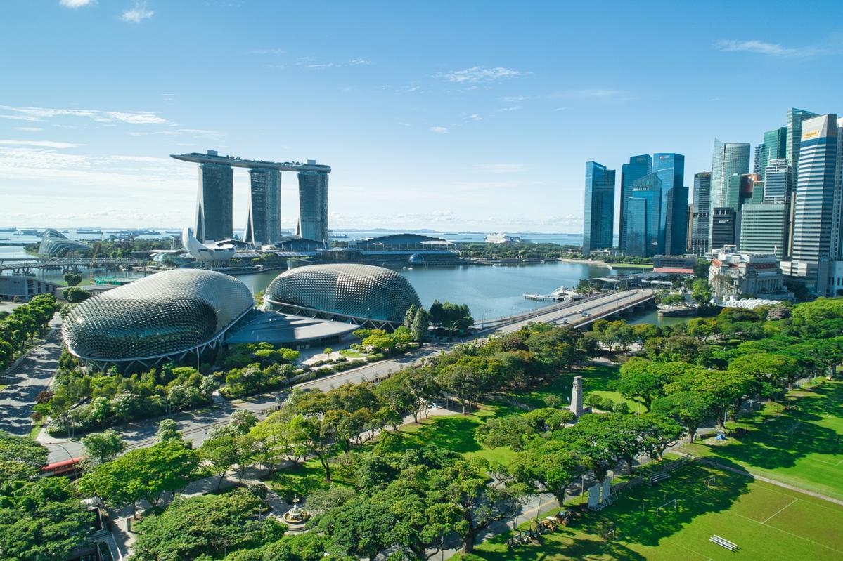 Aerial shot of Singapore Skyline Aerial shot of Singapore Skyline